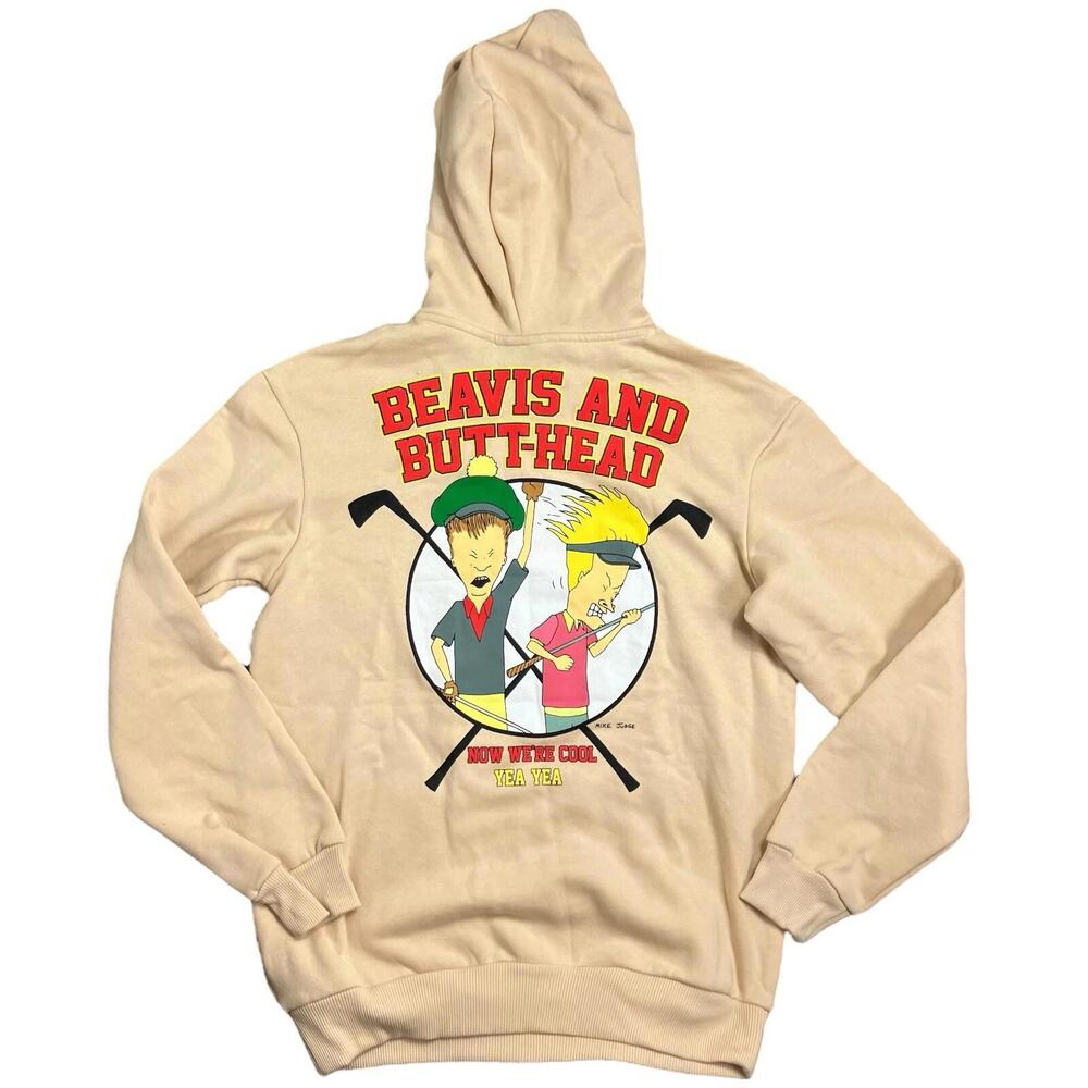 Beavis & Butthead‎ Hoodie Womens S Beige Golf MTV Novelty Retro 90s Funny